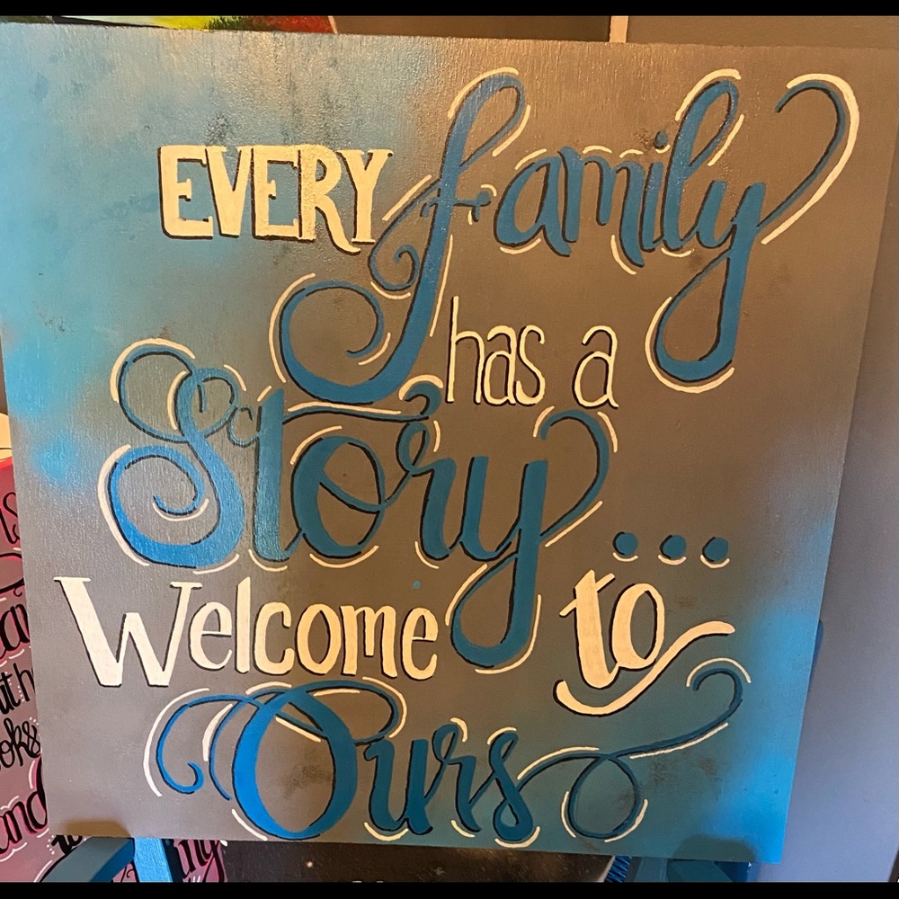 Hand painted wood panel sign
